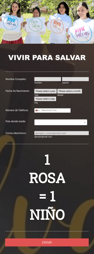 Formulario Inscripción VIVIR PARA SALVAR Form Template