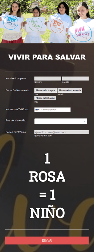 Formulario Inscripción VIVIR PARA SALVAR
