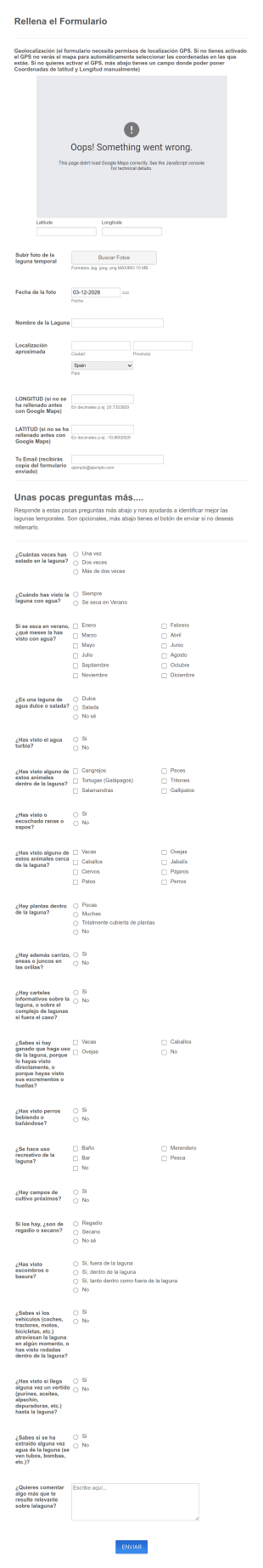 Formulario Introducción Lagunas Temporales