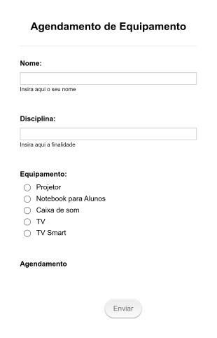 Formulário Para Agendamento De Equipamento Form Template