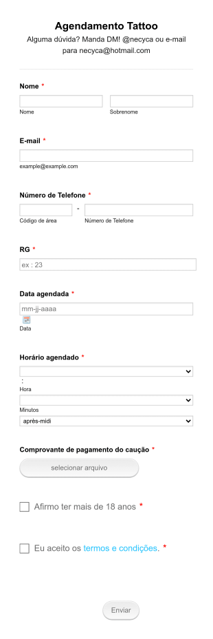 Formulário Para Agendamento De Serviço Form Template