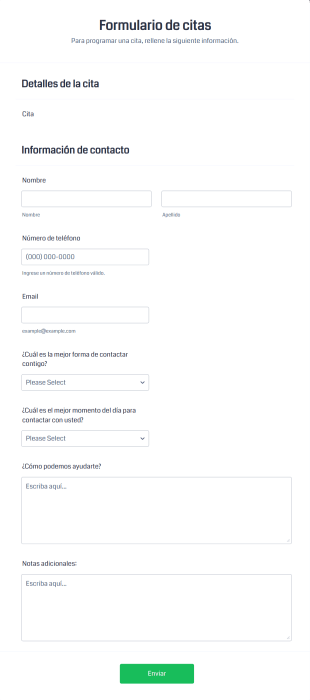 Formulario Para Agendar Citas Form Template