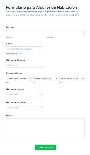 Formulario Para Alquiler De Habitación