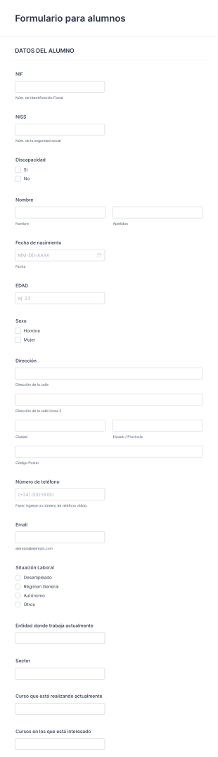 Formulario Para Alumnos Form Template