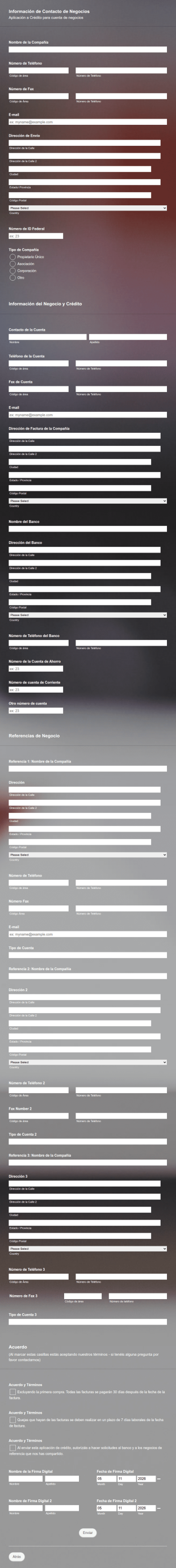 Formulario Para Aplicación A Crédito