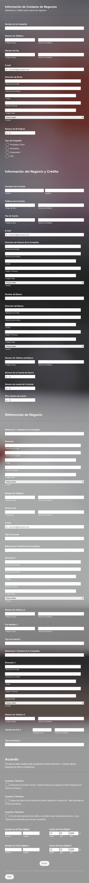 Formulario Para Aplicación A Crédito