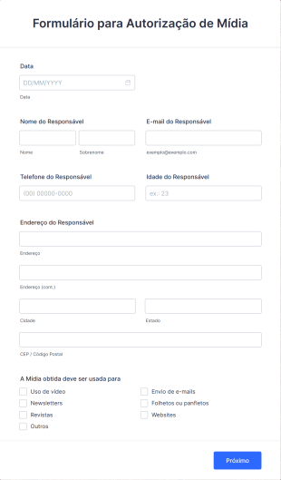 Formulário Para Autorização De Mídia Form Template
