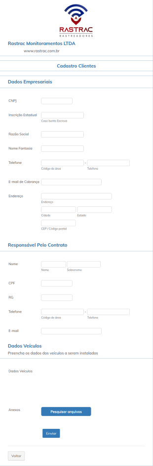 Formulário Para Cadastro Empresarial