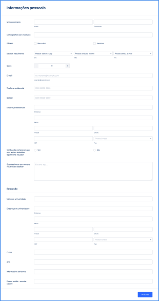 Formulário De Vaga De Estágio Form Template