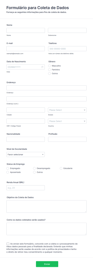 Formulário Para Coleta De Dados Form Template
