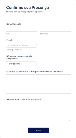 Formulário Para Confirmação De Presença (RSVP)
