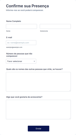 Formulário Para Confirmação De Presença (RSVP)