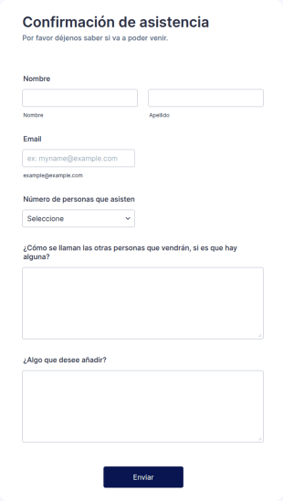 Formulario Para Confirmación De Asistencia