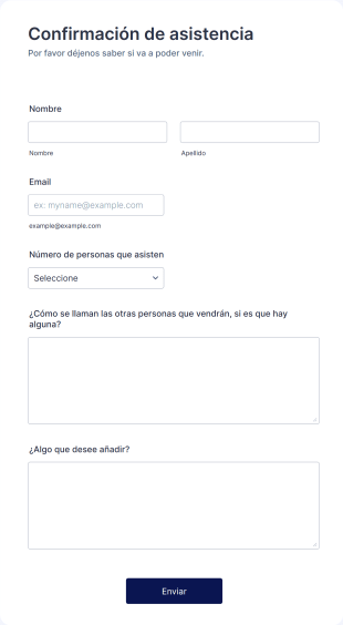 Formulario Para Confirmación De Asistencia