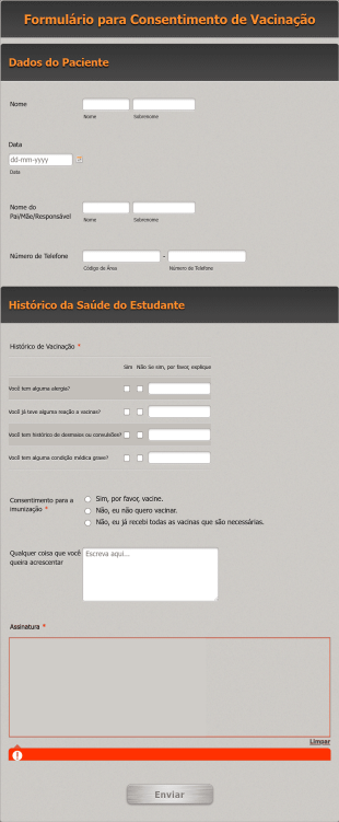 Formulário Para Consentimento De Vacinação
