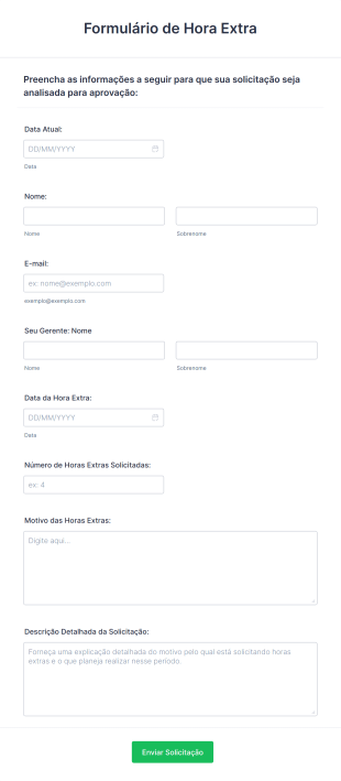 Formulário Para Declaração De Hora Extra Form Template