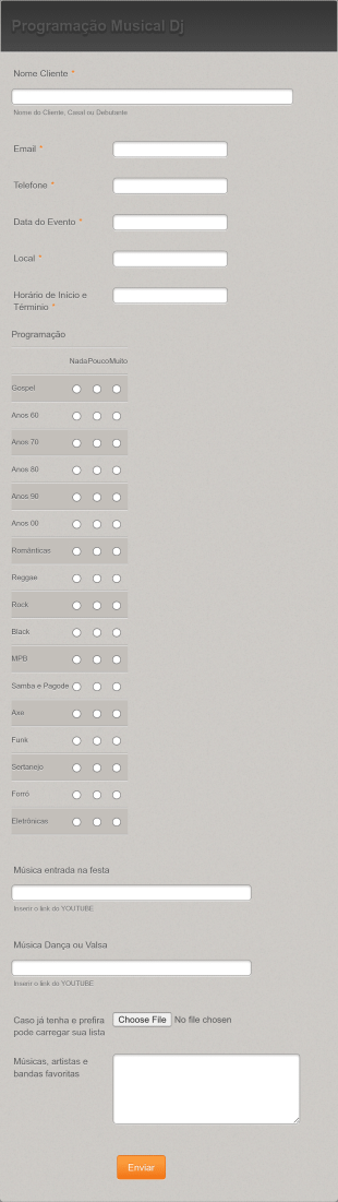 Formulário Para DJ Form Template