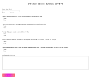 Formulário Para Entrada De Clientes Durante A COVID 19