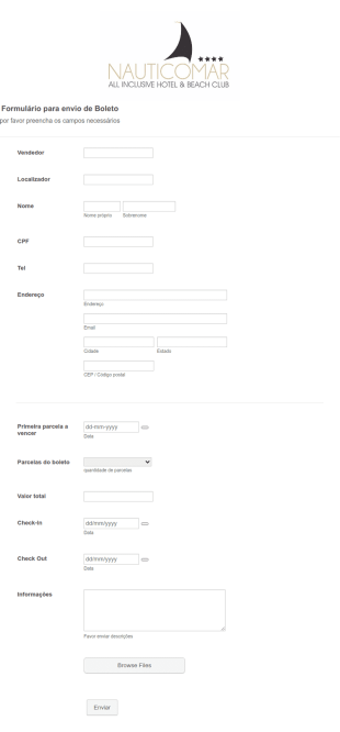 Formulário Para Envio De Boleto