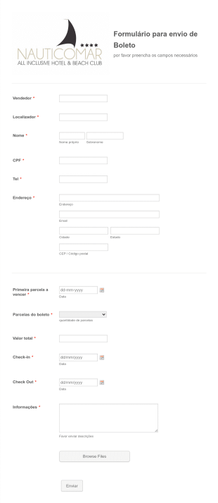 Formulário Para Envio De Boleto