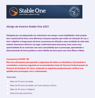 Formulário Para Inscrição De Voluntários Durante A COVID 19 2021