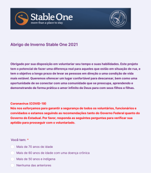 Formulário Para Inscrição De Voluntários Durante A COVID 19 2021 Form Template