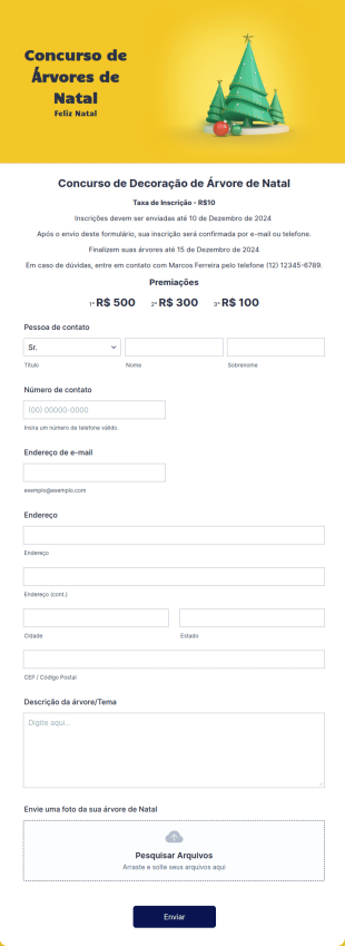Formulário Para Inscrição Em Concurso De Árvores De Natal