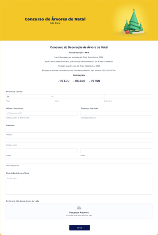Formulário Para Inscrição Em Concurso De Árvores De Natal
