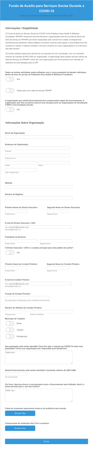 Formulário Para Inscrição No Fundo De Auxílio Para Serviços Socias Durante A COVID 19
