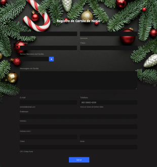 Formulário Para Lista De Cartões De Natal