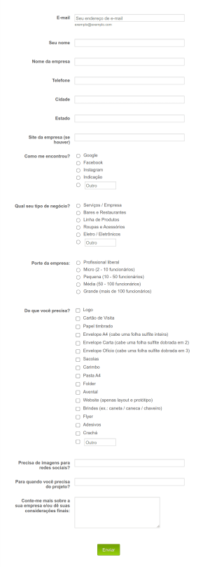 Formulário Para Orçamento Form Template