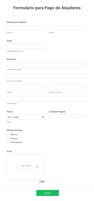 Formulario Para Pago De Alquileres Form Template