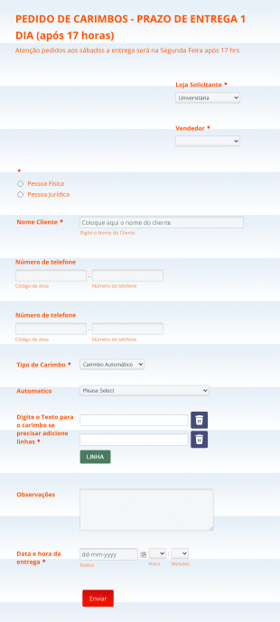 Formulário Para Pedido De Carimbo Form Template