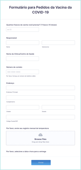 Formulário Para Pedidos Da Vacina Da COVID 19 Form Template