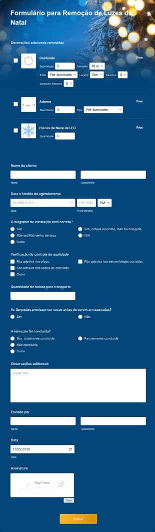 Formulário Para Remoção De Luzes De Natal