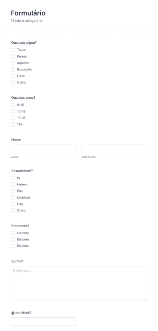 Formulário Para Ser Amigos