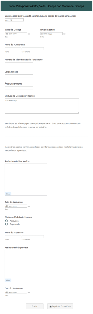Formulário Para Solicitação De Licença Por Motivo De Doença
