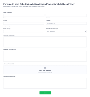 Formulário Para Solicitação De Sinalização Promocional Da Black Friday