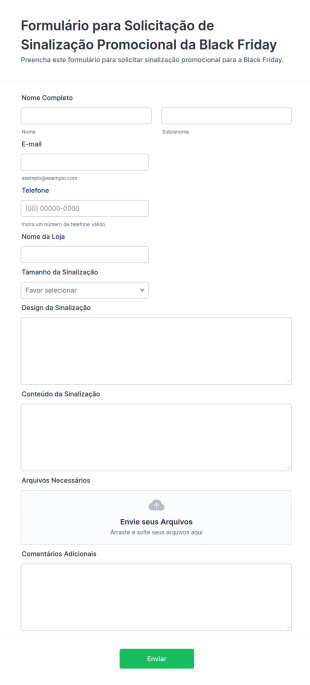 Formulário Para Solicitação De Sinalização Promocional Da Black Friday