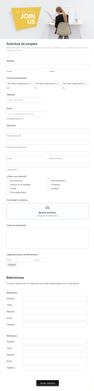 Formulario Para Solicitud De Empleo