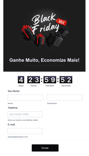 Formulário Para Sorteios Na Black Friday