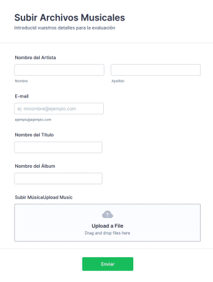 Formulario Para Subir Archivos Musicales