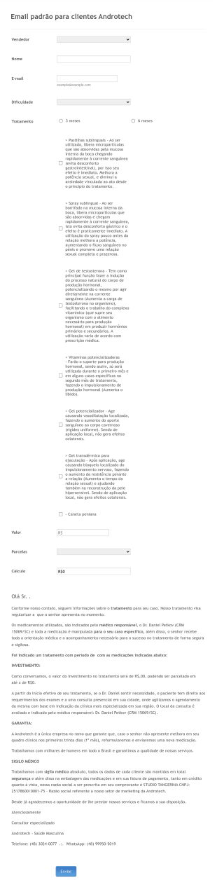 Formulário Para Tratamento De Saúde Masculina