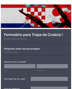 Formulário Para Tropa Da Croácia ! Form Template