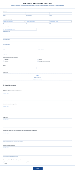 Formulario Patrocinador De Riders Form Template