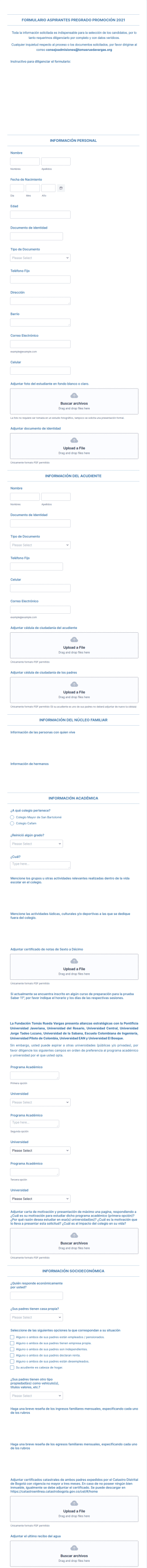 Formulario Pregrado 2021