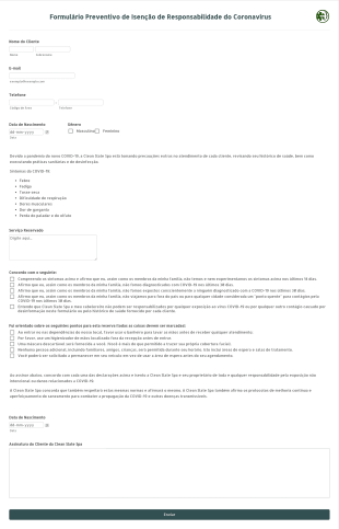 Formulário Preventivo De Triagem E Isenção De Responsabilidade Do Coronavírus Form Template