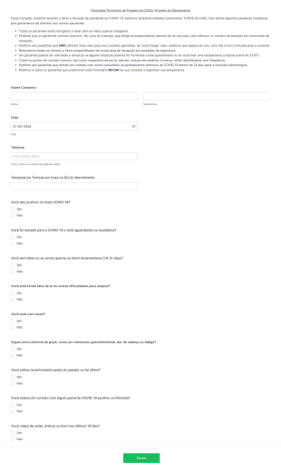 Formulário Provisório De Triagem Da COVID 19 Antes Do Atendimento Form Template