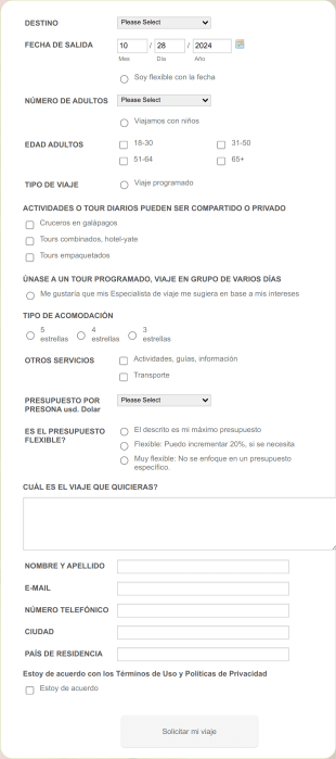 Formulario Reserva Agencia Viajes Form Template
