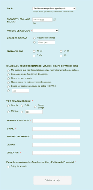 Formulario Reserva De Viaje. Form Template